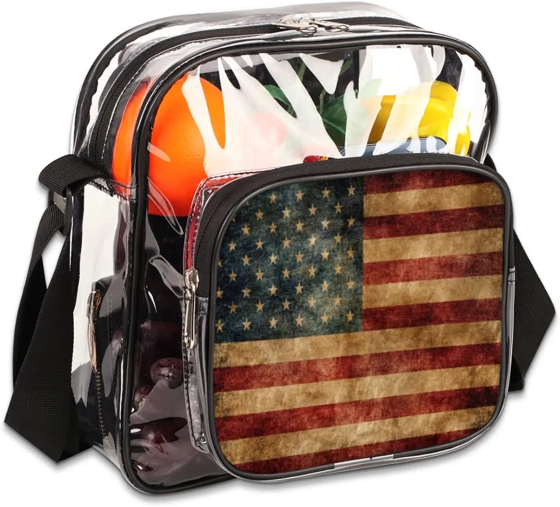 Valentine's Day Red Hearts Clear Crossbody Bag Clear Messenger Bag Shoulder Bags Clear Purse Stadium Approved