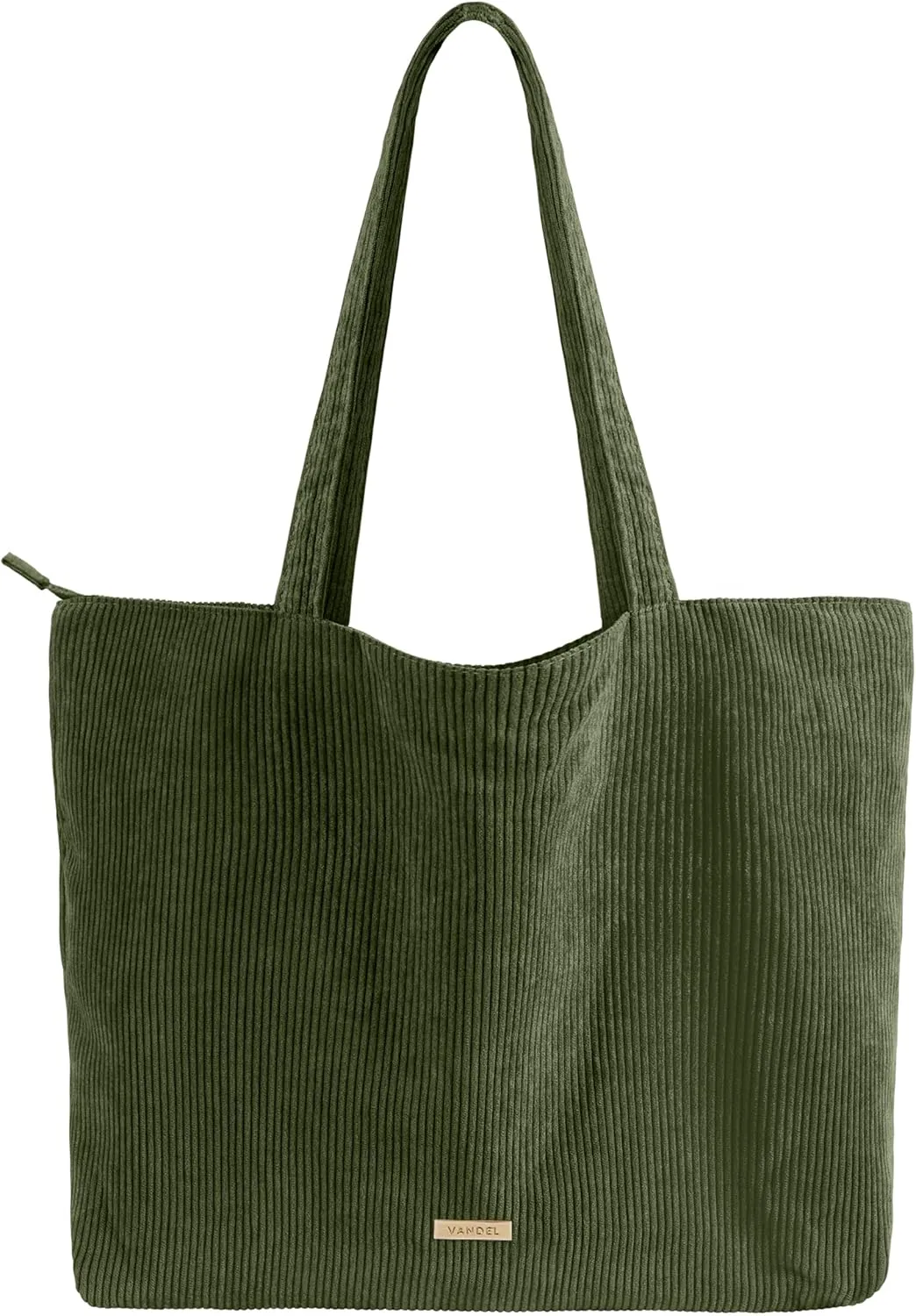 VANDEL Corduroy Tote Bag for Women and Men with Zipper and Inner Pockets. Cute School Tote Bag with Zipper, Aesthetic