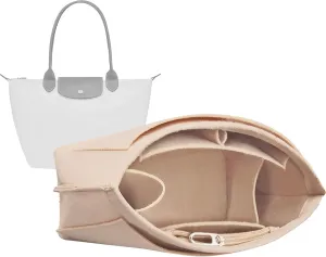 Vercord Purse Insert Organizers Felt Handbag Organizer Bag in Bag for Nylon Tote Beige Medium