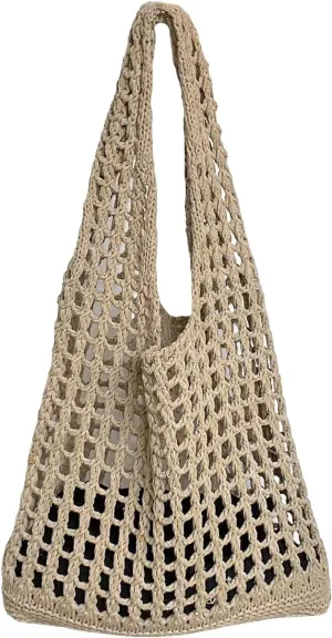 Verdusa Women's Hollow Out Knit Tote Handbags Crochet Shoulder Bag