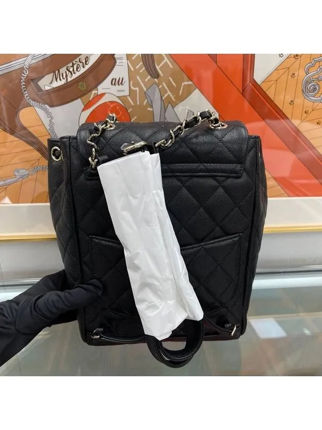 Versatile collection Black Calfskin Backpack Chanel Metal Gold Shiny Discounted Grained