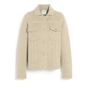 Veste Denim patchwork en cachemire et coton à coupe droite