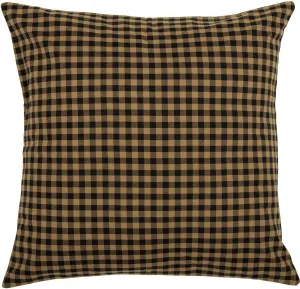 VHC Brands Black Check Fabric Euro Sham 26x26 Country Rustic Design, Black and Tan