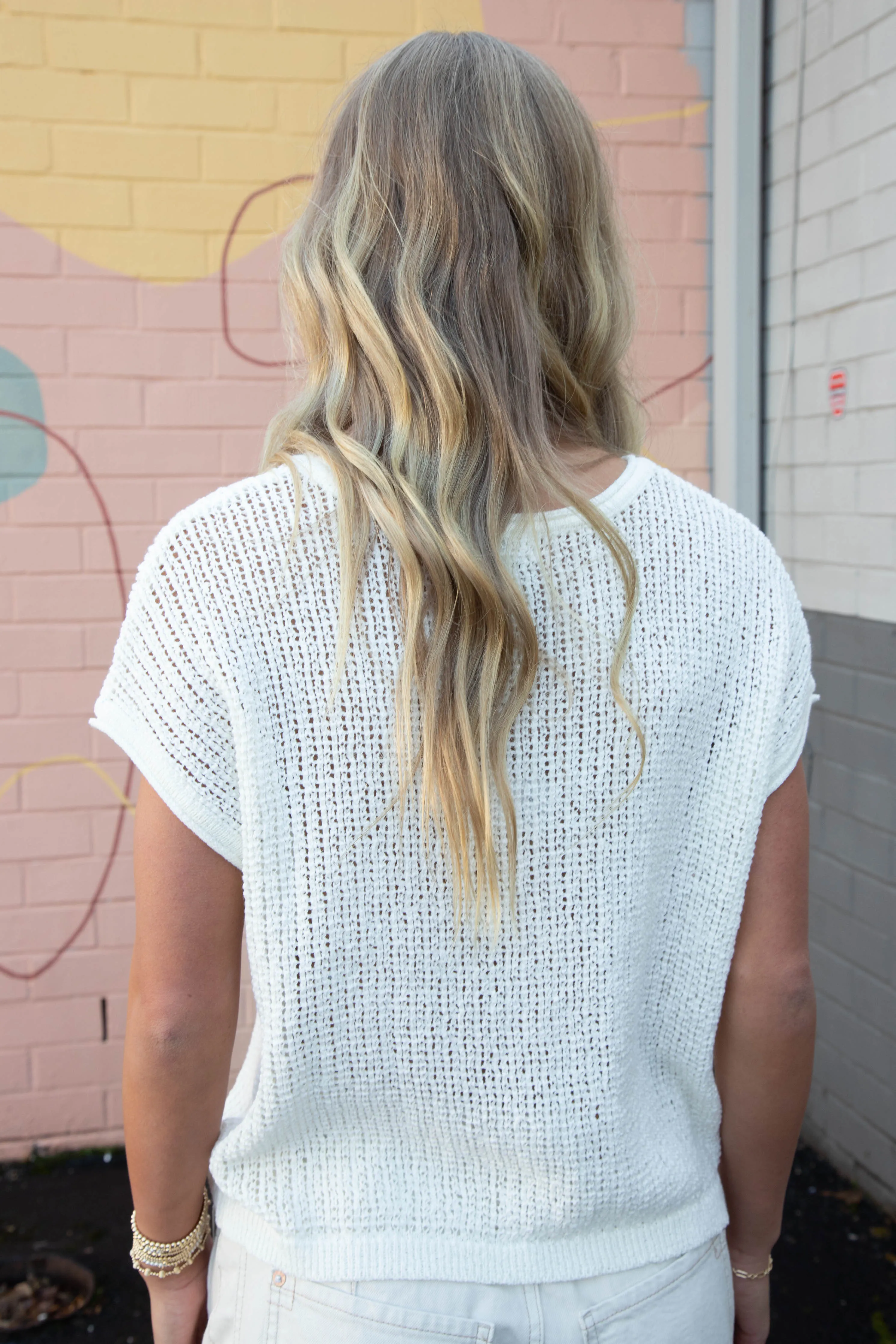 Victoria Light Knit Sweater Top, Cream