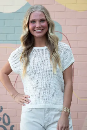 Victoria Light Knit Sweater Top, Cream