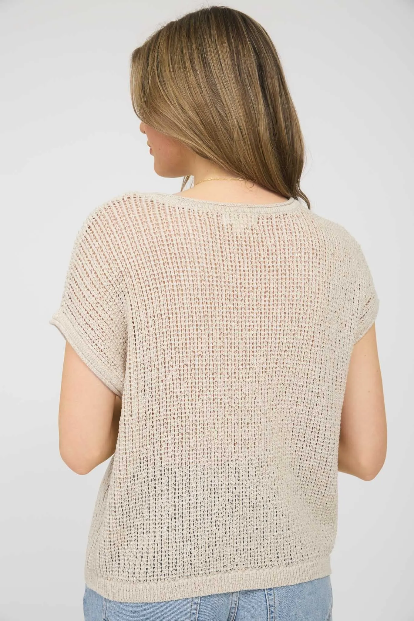 Victoria Light Knit Sweater Top, Natural