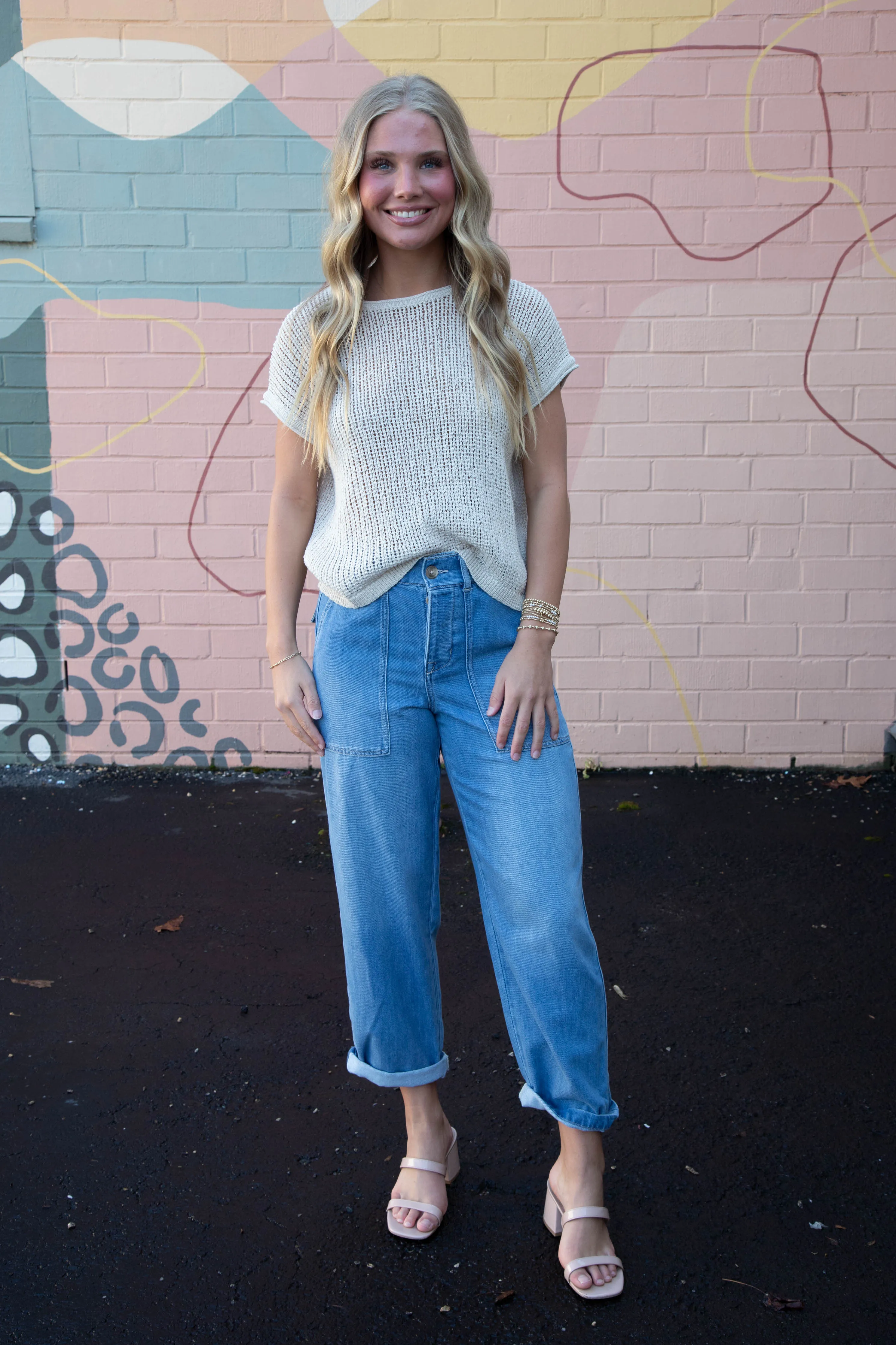 Victoria Light Knit Sweater Top, Natural