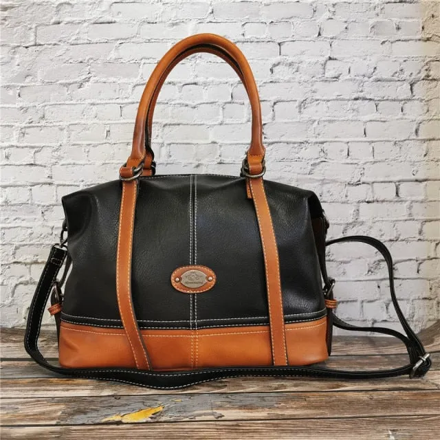 Vintage Handbag New 2020 Leather Bags for Women Lady's Travel Totes Hand Bag Large Capacity Shoulder Designer Bolsa Femini