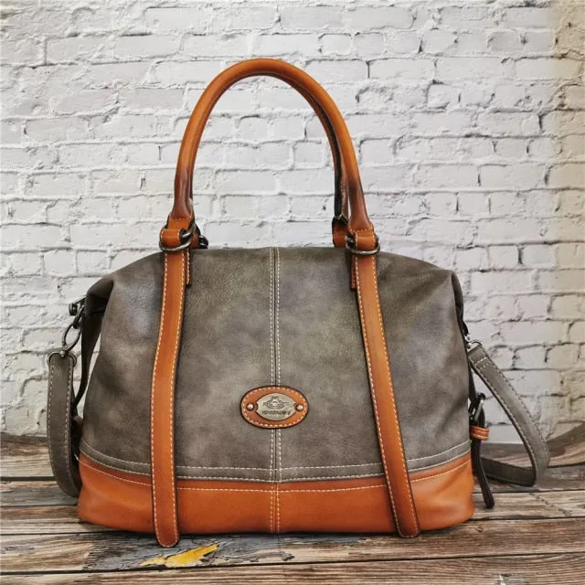Vintage Handbag New 2020 Leather Bags for Women Lady's Travel Totes Hand Bag Large Capacity Shoulder Designer Bolsa Femini