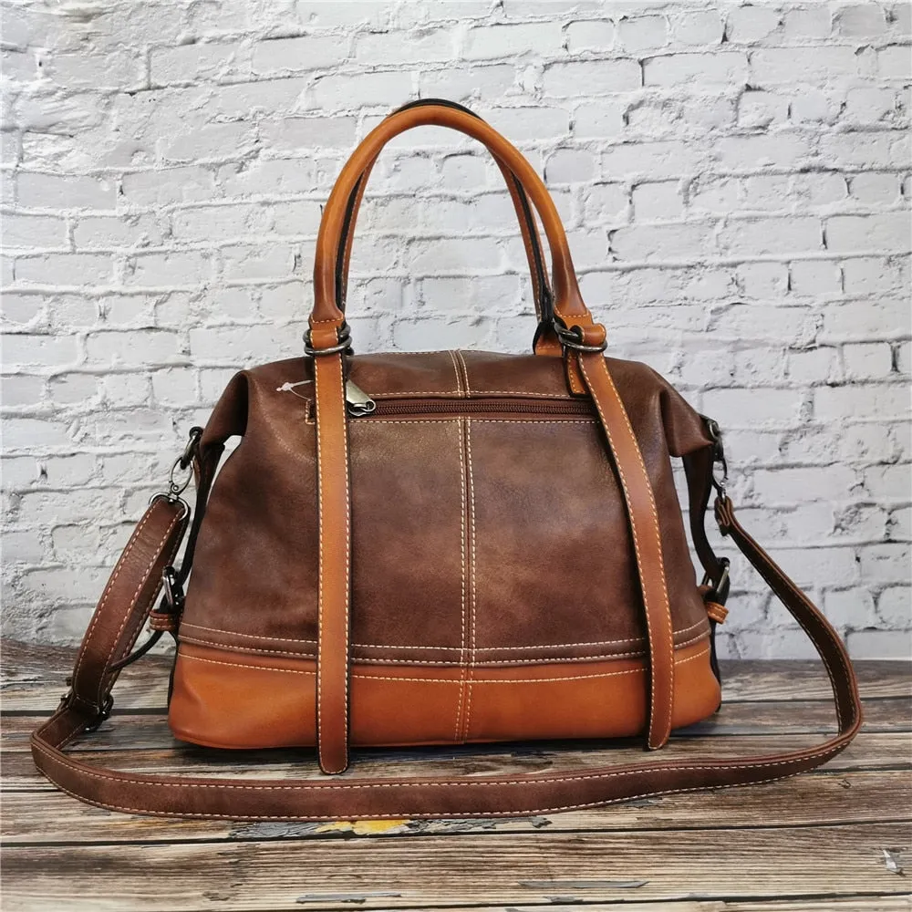 Vintage Handbag New 2020 Leather Bags for Women Lady's Travel Totes Hand Bag Large Capacity Shoulder Designer Bolsa Femini
