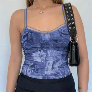 Vintage Print Patchwork Bodycon Top