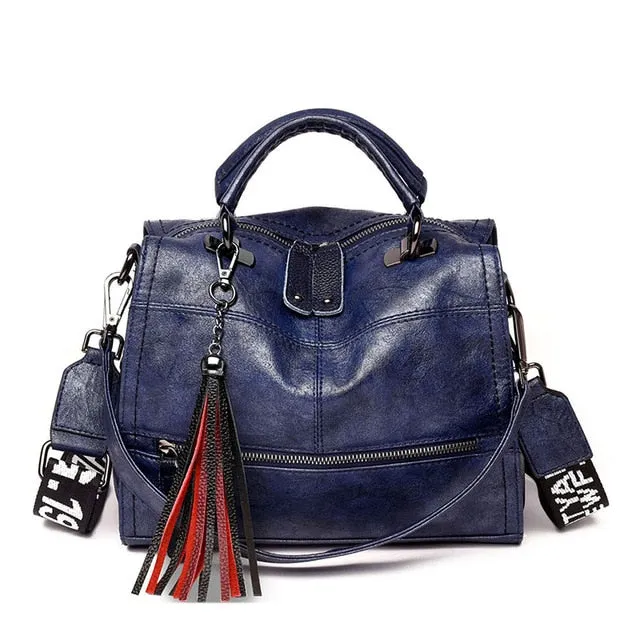 Vintage Tassel soft leather luxury handbags women bags Designer ladies Casual tote bag shoulder crossbody bags for women Sac