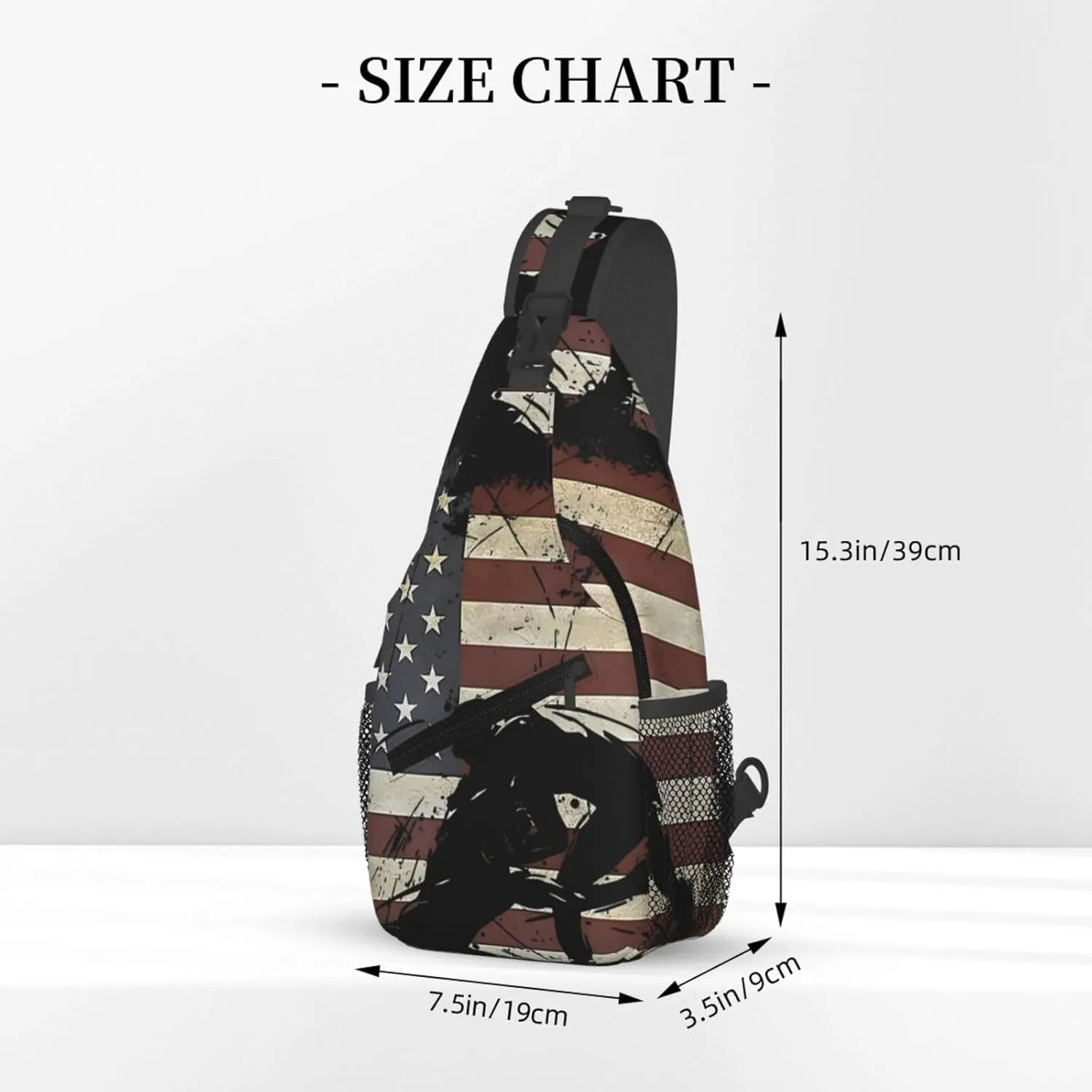 Vintage Wrestling Wrestle Wrestler American Flag Sling Bag Chest Bags Casual Crossbody Bag Travel Shoulder Backpack