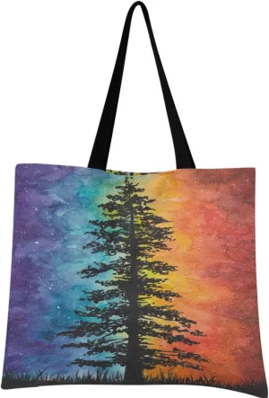 visesunny Women's Large Canvas Tote Shoulder Bag Galaxy Night Milky Way Fusion Of Hot And Cold Top Storage Handle Shopping Bag Casual Reusable Tote Bag for Beach,Travel,Groceries,Books