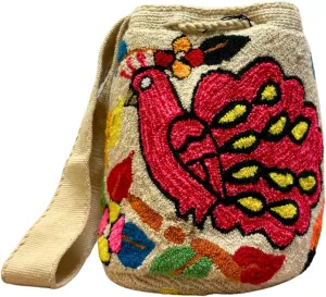 Wayuu Bag | Authentic Mochila Wayuu from Colombia | Medium Tapizada | Lined Punch Needle Crossbody Shoulder Bag
