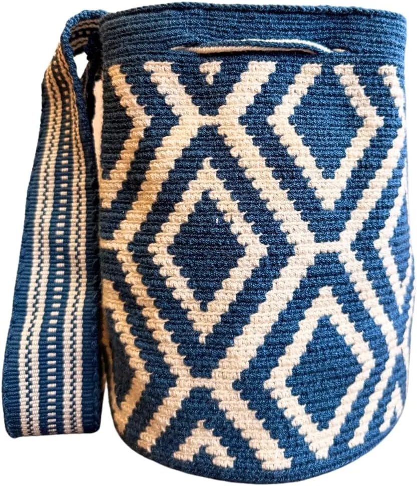 Wayuu bag, Mochila Medium, Solid Strap, Woven Crossbody Bucket Bag, shoulder Ethnic Crochet