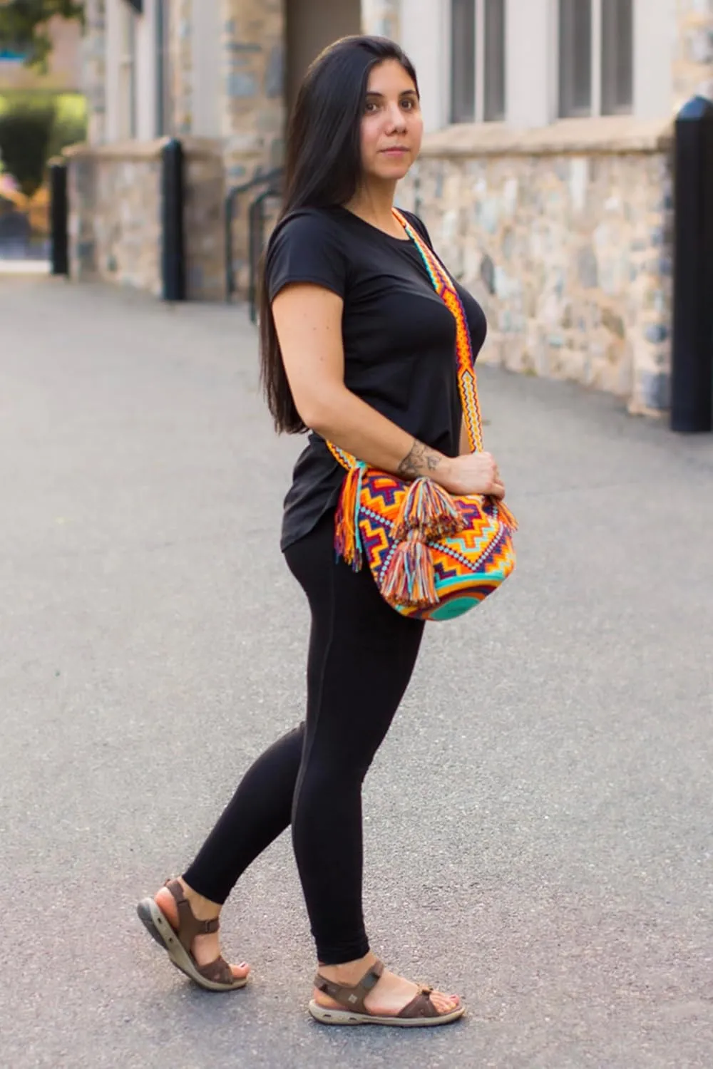 Wayuu bag, Mochila Medium, Solid Strap, Woven Crossbody Bucket Bag, shoulder Ethnic Crochet