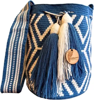 Wayuu bag, Mochila Medium, Solid Strap, Woven Crossbody Bucket Bag, shoulder Ethnic Crochet