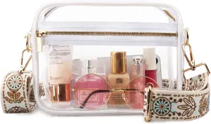 WEDDINGHELPER Clear Crossbody Bag, Clear Bag Stadium Approved Clear Purse with Adjustable Strap for Sports Concerts Festivals