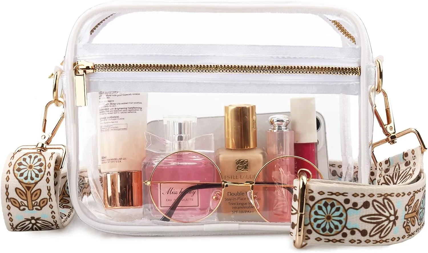 WEDDINGHELPER Clear Crossbody Bag, Clear Bag Stadium Approved Clear Purse with Adjustable Strap for Sports Concerts Festivals