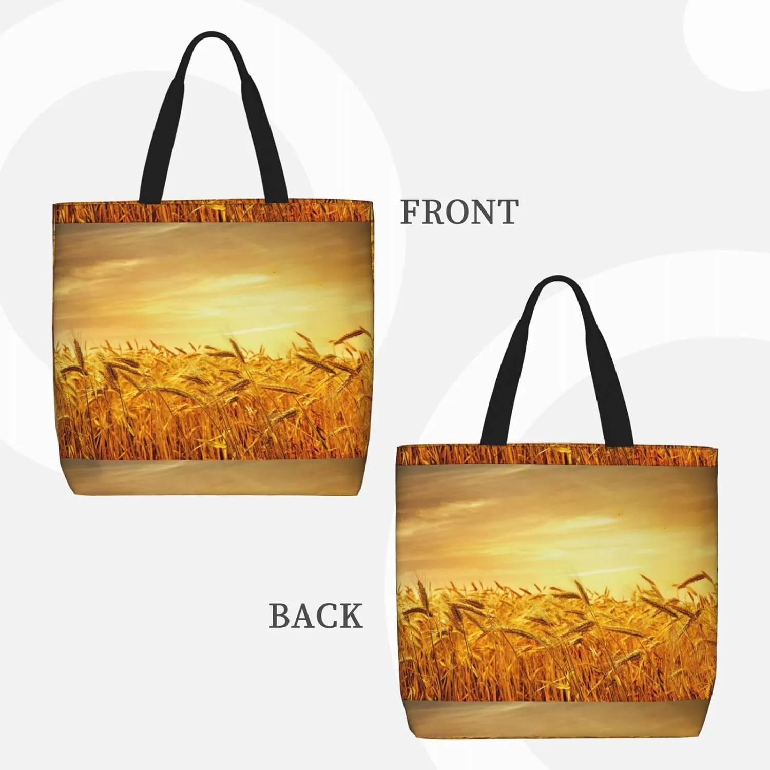 Wheat Field Duty Reusable Shopping One-Shoulder Bags – Large Tote Bags Are Foldable