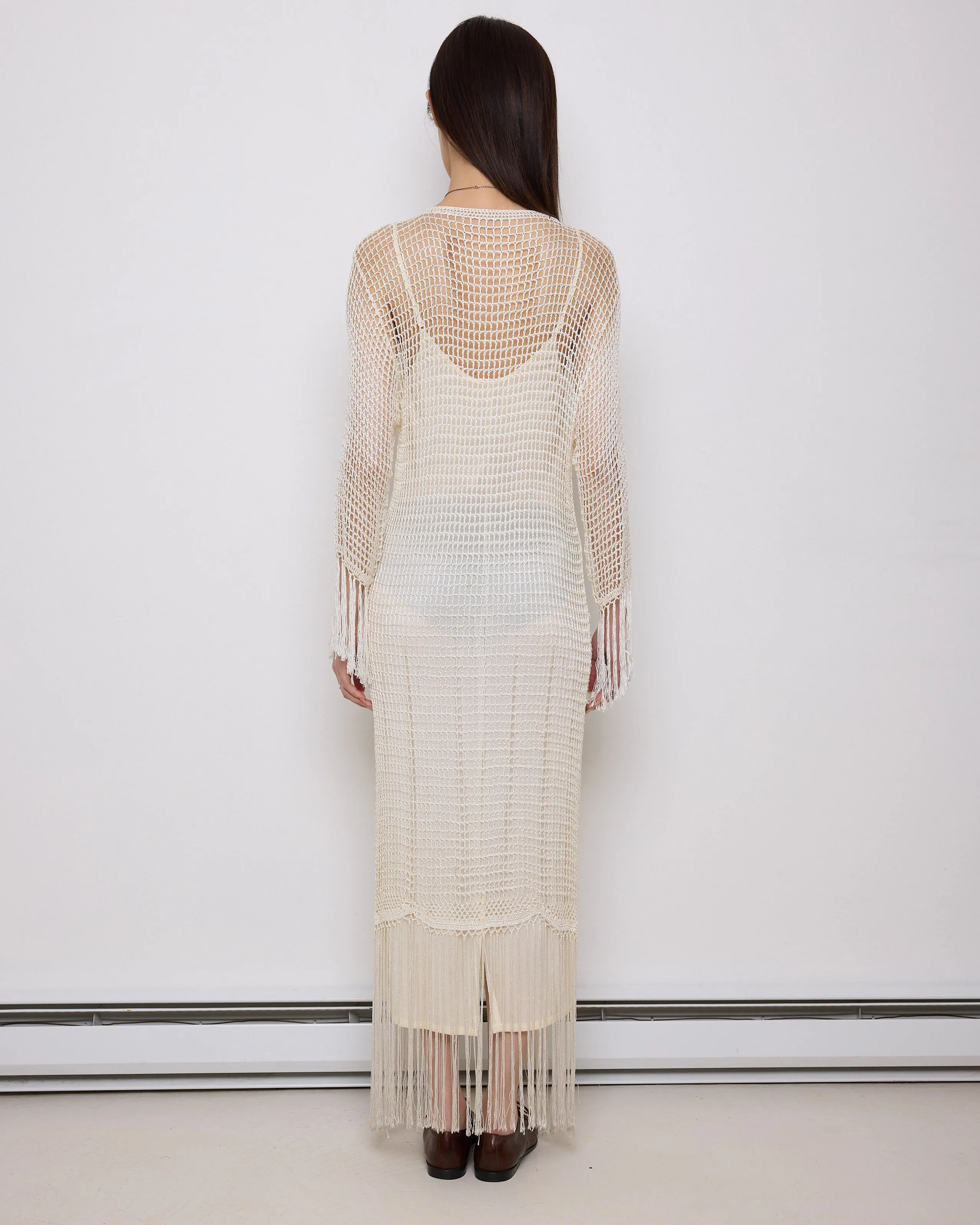 White Crocheted Cardigan Dress