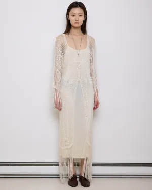 White Crocheted Cardigan Dress