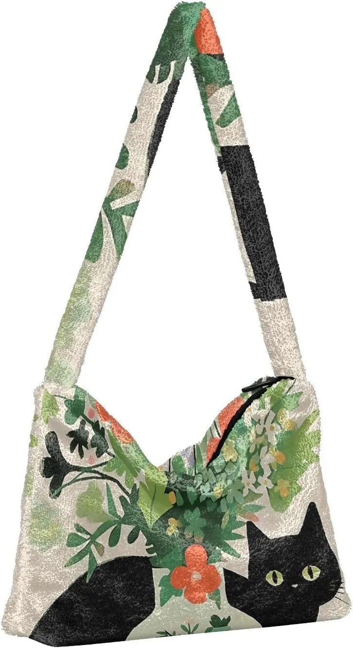 White Cute Dog Green Paper Womens Shoulder Handbags, Underarm Shoulder Bag, Book Totes for Women