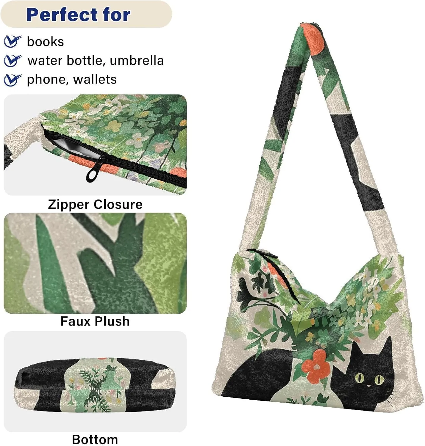 White Cute Dog Green Paper Womens Shoulder Handbags, Underarm Shoulder Bag, Book Totes for Women