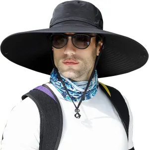Wide Brim Sun Protection Hat Outdoor Unisex Ventilated Hats for Hiking Beach Fishing Safari Garden Lawn Yard Work Kayaking