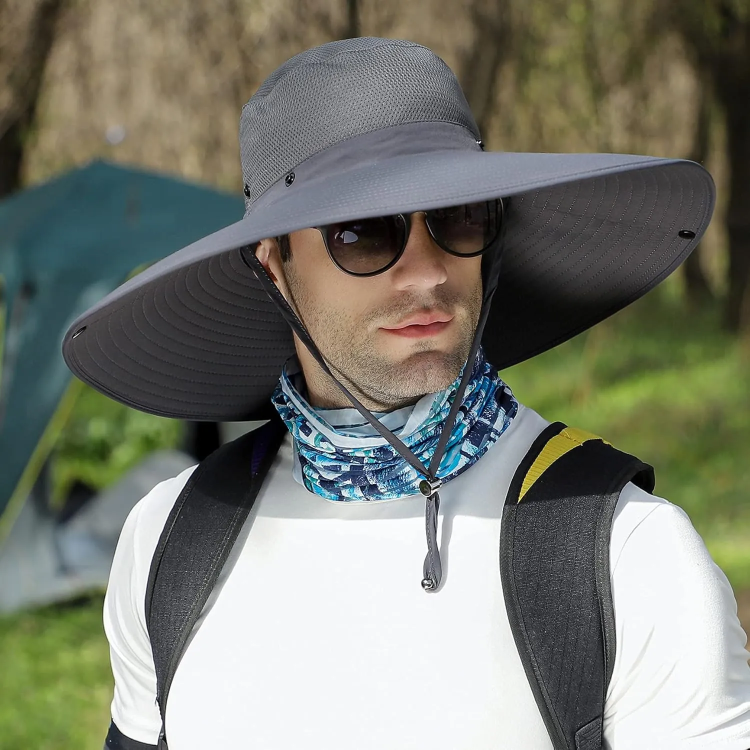 Wide Brim Sun Protection Hat Outdoor Unisex Ventilated Hats for Hiking Beach Fishing Safari Garden Lawn Yard Work Kayaking