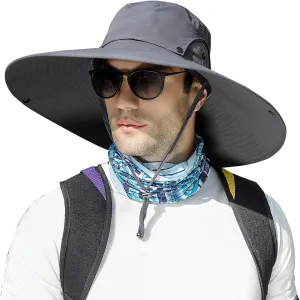 Wide Brim Sun Protection Hat Outdoor Unisex Ventilated Hats for Hiking Beach Fishing Safari Garden Lawn Yard Work Kayaking