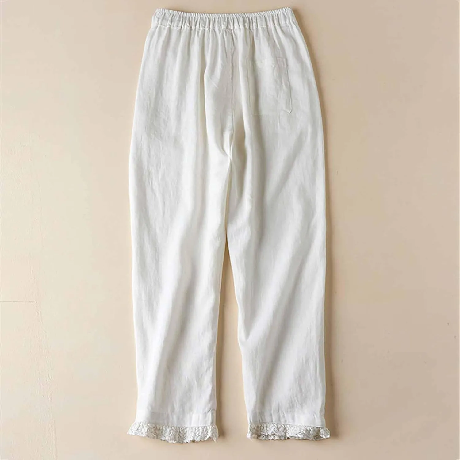 Wide Leg Pants for Women Baggy 2024 Cotton Linen Flowy Straight Pants Patchwork Plus Size Trendy Ankle Palazzo Pants