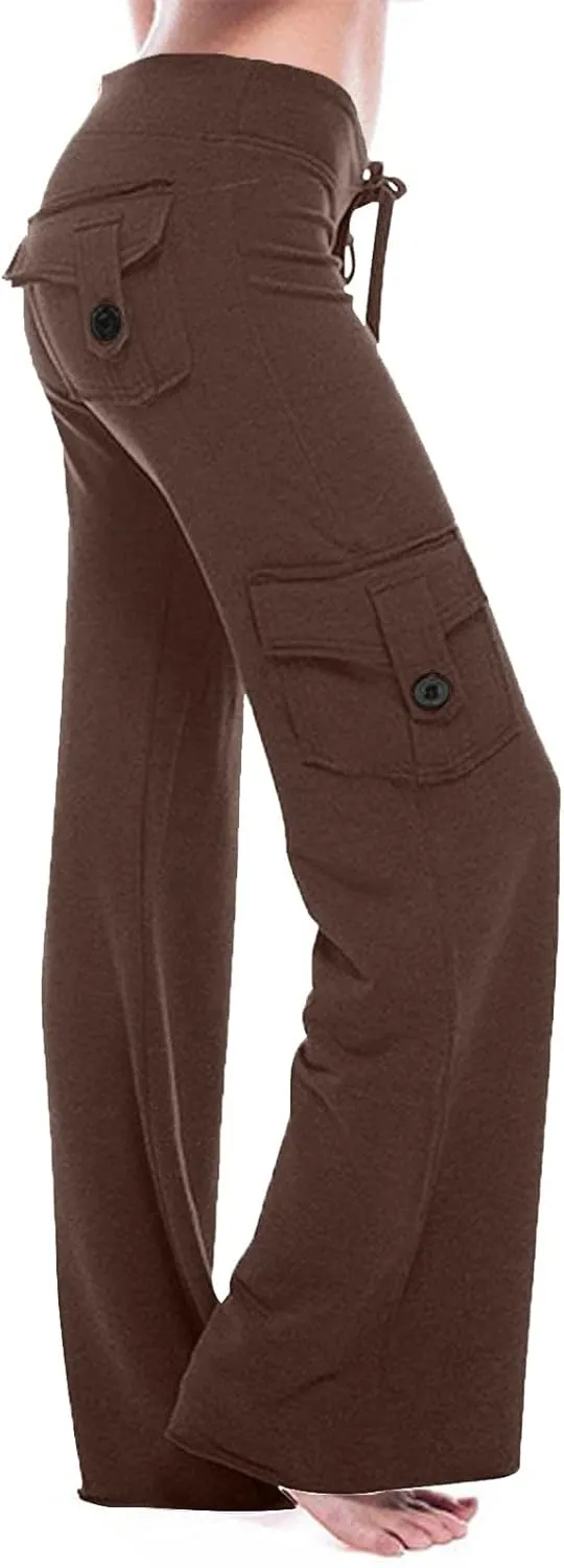 Wide Leg Yoga Pants for Women High Waisted Cargo Bootcut Yoga Pants with Pockets Summer Plus Size Flare Workout Pants