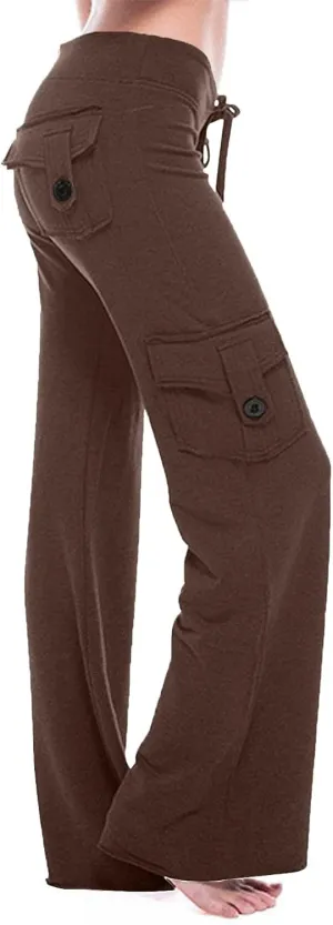 Wide Leg Yoga Pants for Women High Waisted Cargo Bootcut Yoga Pants with Pockets Summer Plus Size Flare Workout Pants
