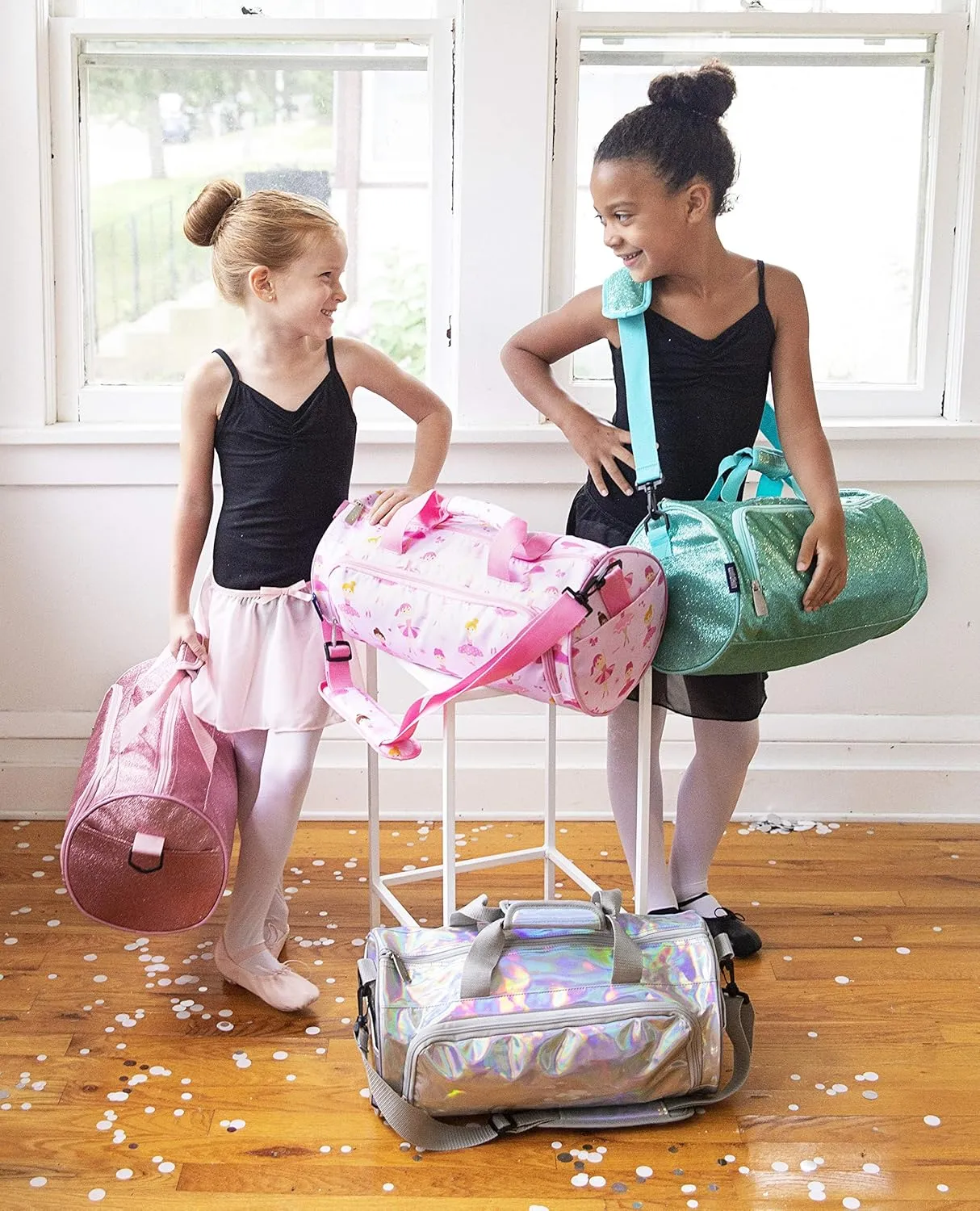 Wildkin Kids Dance Bag for Boys and Girls, Ideal Size for Ballet Class and Dance Recitals,100% Polyester Fabric Laminated Dance Duffel Bags Measures 17 x 8.5 x 8.5 Inches, BPA-free (Holographic)