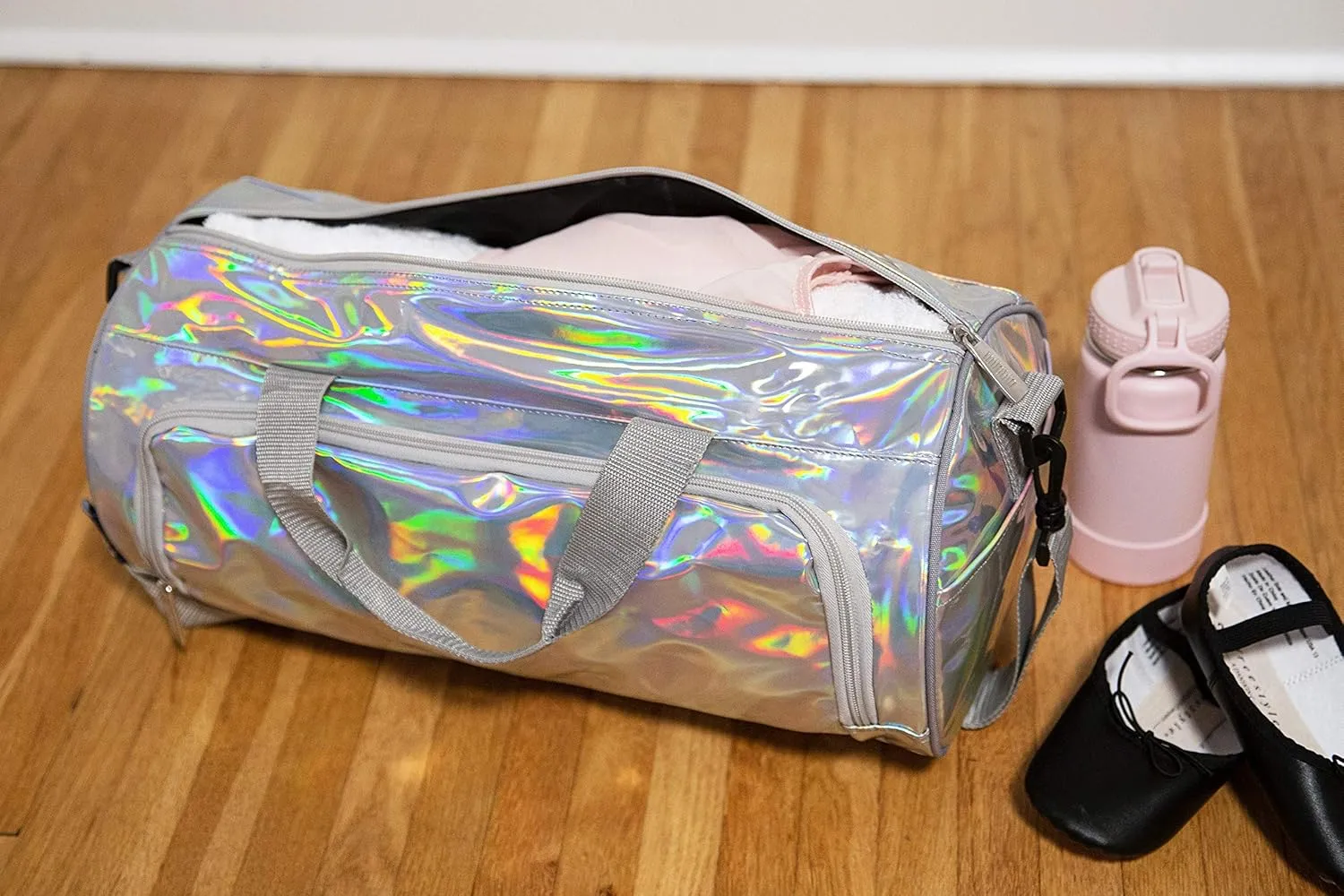 Wildkin Kids Dance Bag for Boys and Girls, Ideal Size for Ballet Class and Dance Recitals,100% Polyester Fabric Laminated Dance Duffel Bags Measures 17 x 8.5 x 8.5 Inches, BPA-free (Holographic)
