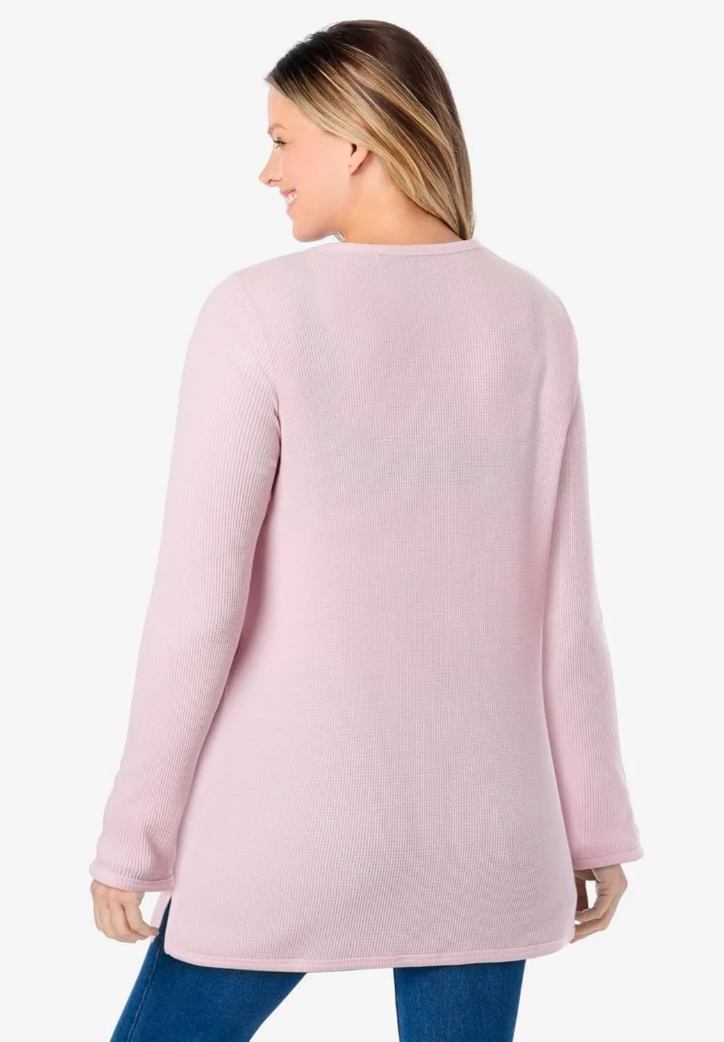 Woman Within Plus Size Waffle Thermal Sweatshirt