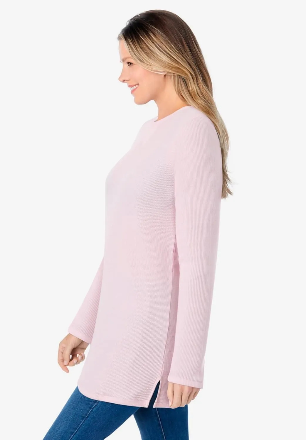 Woman Within Plus Size Waffle Thermal Sweatshirt