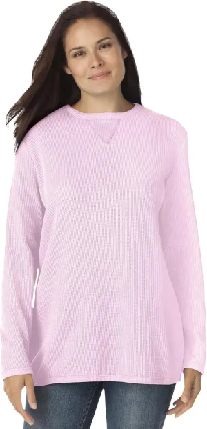 Woman Within Plus Size Waffle Thermal Sweatshirt