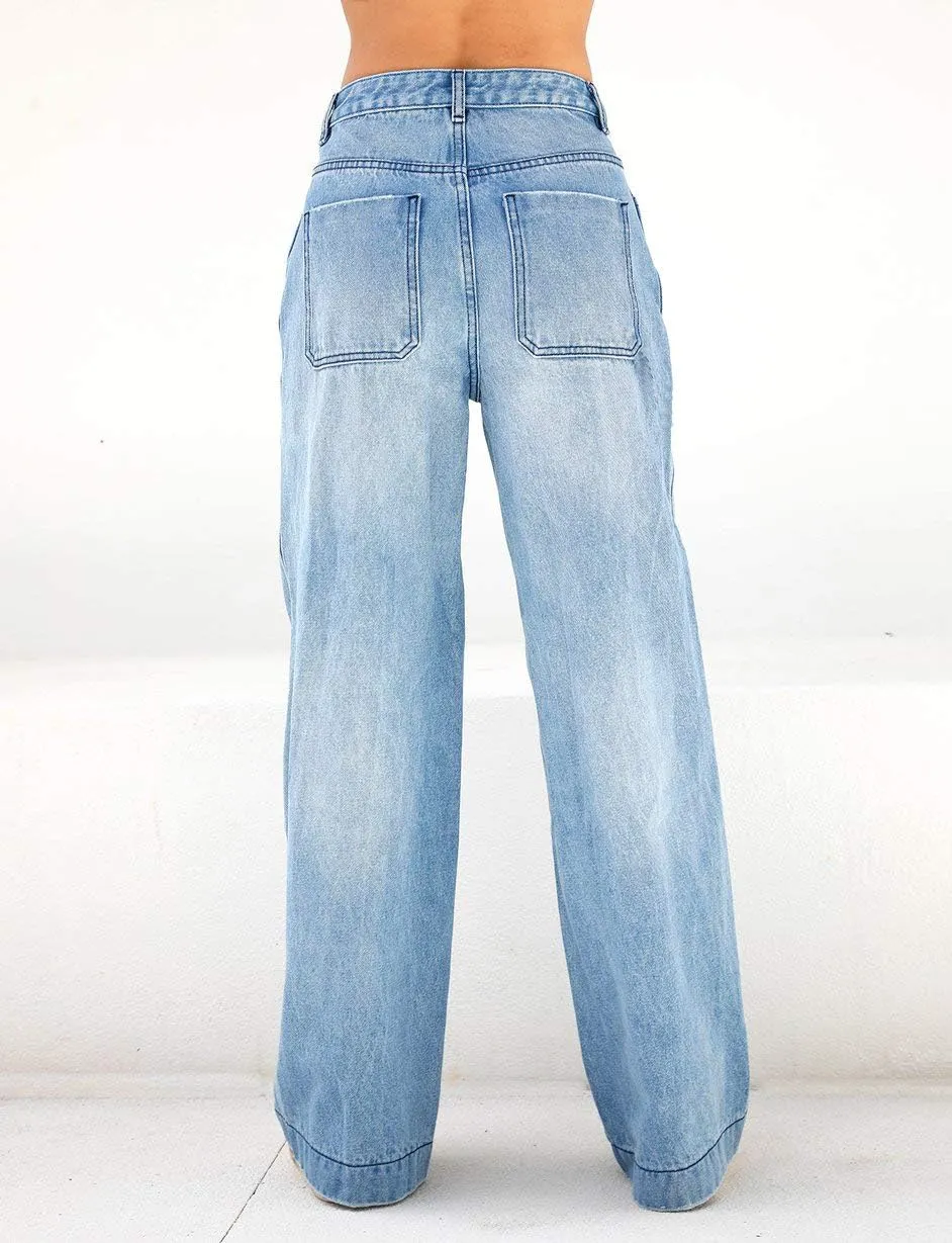 Women Baggy Y2K Jeans Vintage Low Waisted Straight Leg Denim Pants E-Girl Streetwear Clubwear