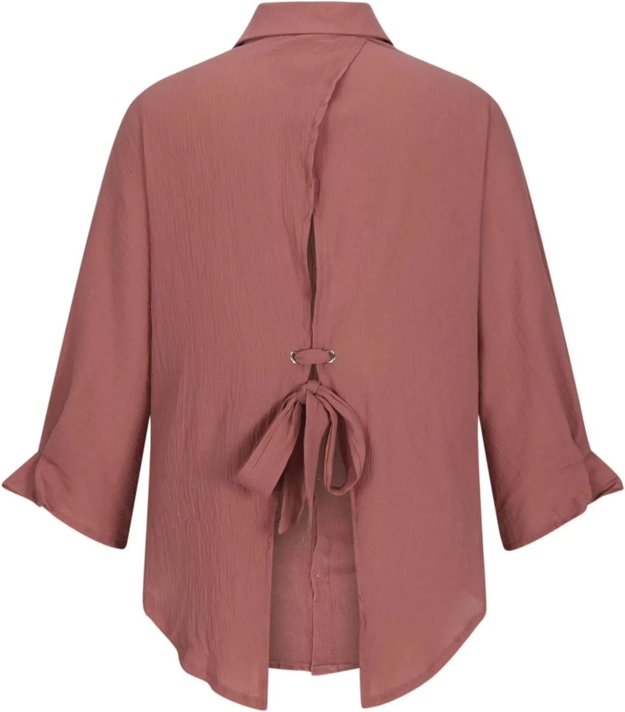 Women Button Down Shirts Cotton Linen Blouse Tops 3/4 Sleeve Gauze Collar Shirt Tunic Loose Fit Fashion Trendy Clothes
