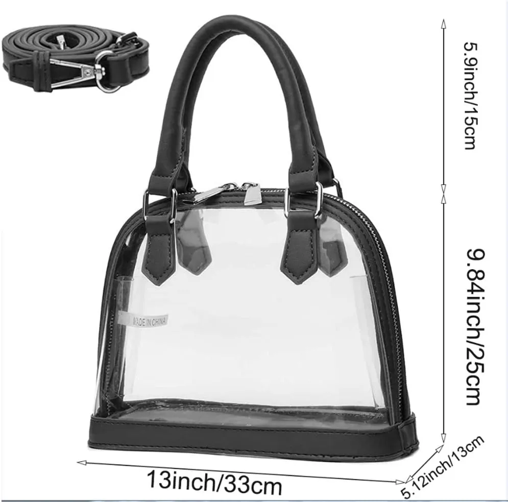 Women Clear Jelly Top Handle Shoulder Crossbody Bag PVC Handbag Purse Totes Satchel