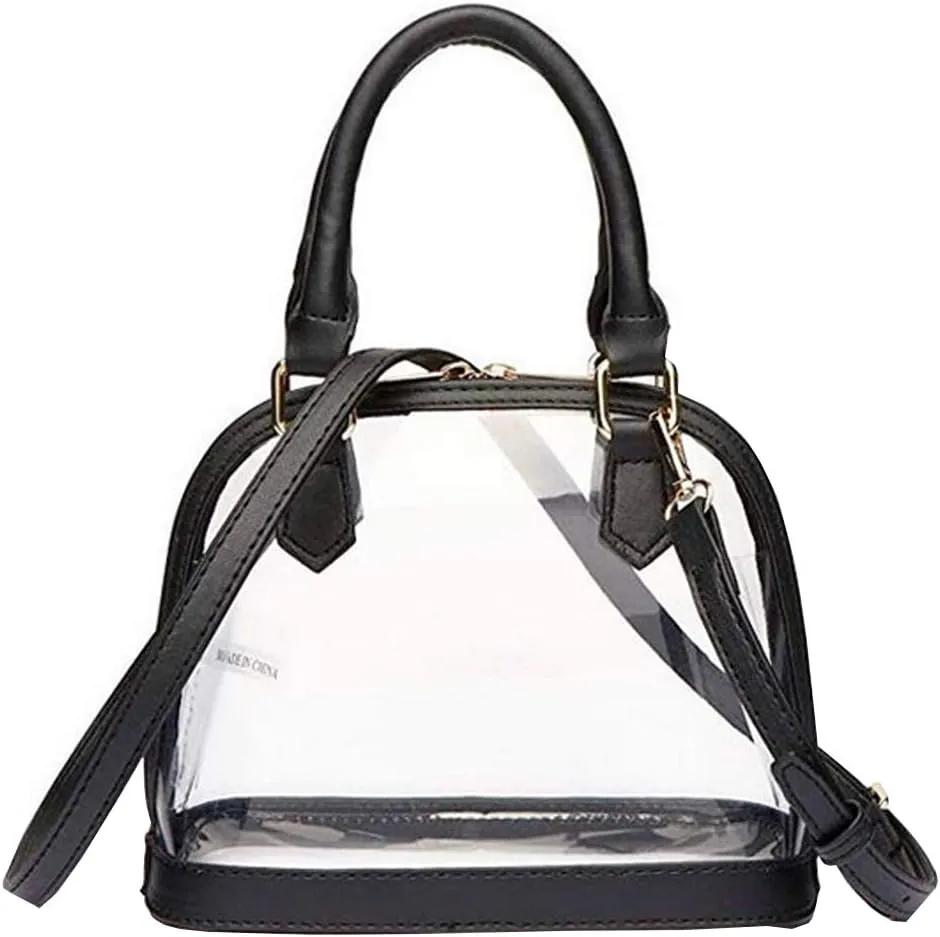 Women Clear Jelly Top Handle Shoulder Crossbody Bag PVC Handbag Purse Totes Satchel