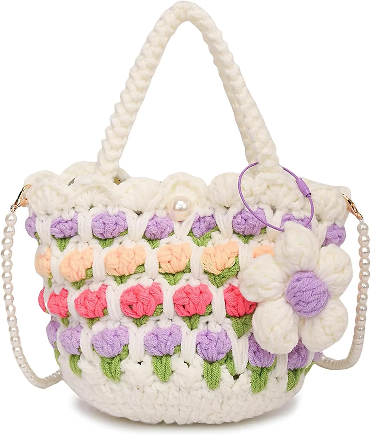 Women Crochet HandBag Small Handmade Woven Crossbody Bag Cute Shoulder Bag Knitted Tote Bag Fairy Bag Gifts for Women