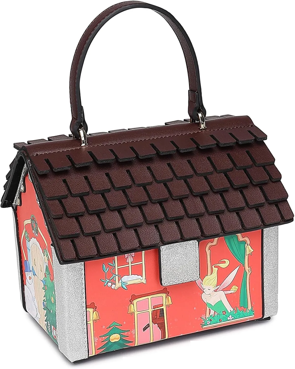 Women Fun House Shaped Crossbody Shoulder Bag Handbag PVC Unique Novelty House Purse