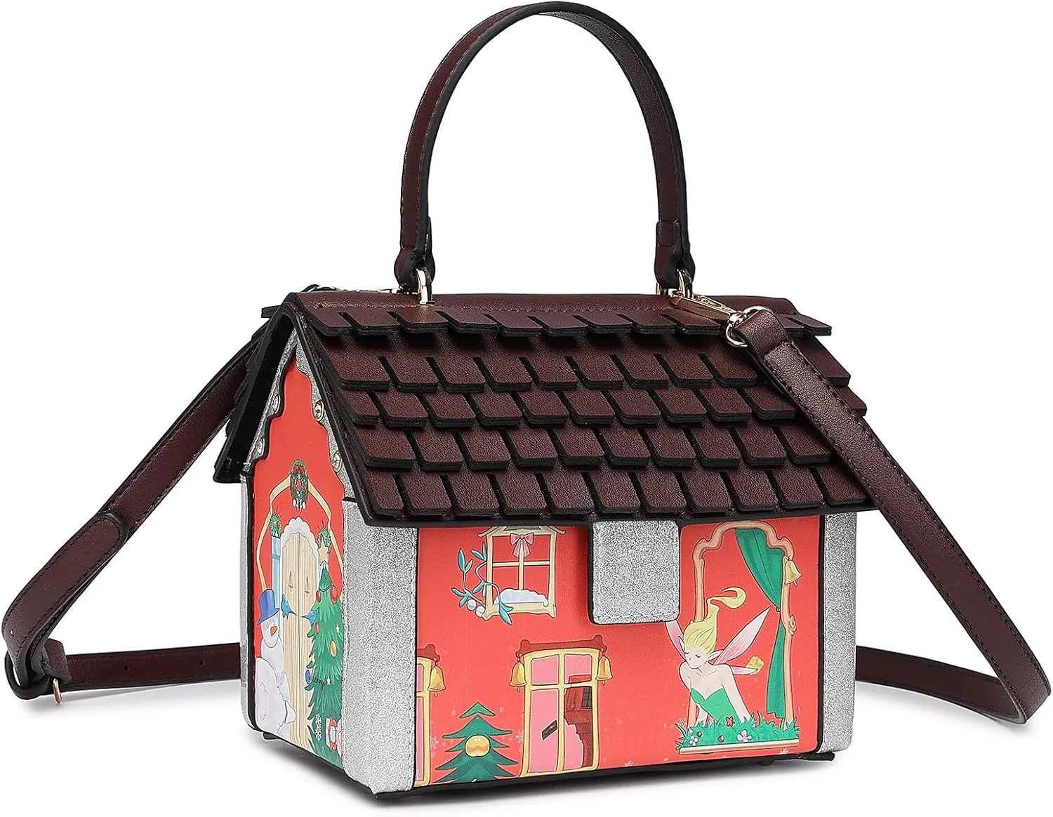 Women Fun House Shaped Crossbody Shoulder Bag Handbag PVC Unique Novelty House Purse