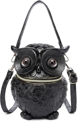 Women Owl Shaped Crossbody Shoulder Bag Unique PVC Handbag Novelty Owl Purse