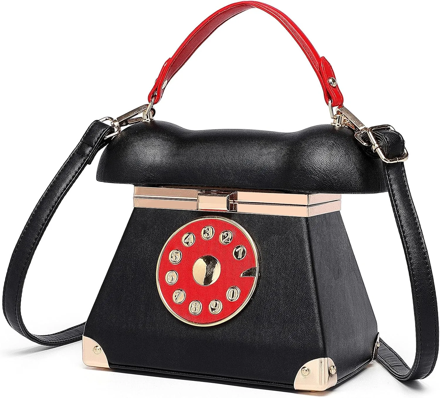 Women Telephone Shaped Crossbody Shoulder Bag Handbag PVC Unique Novelty Telephone Purse