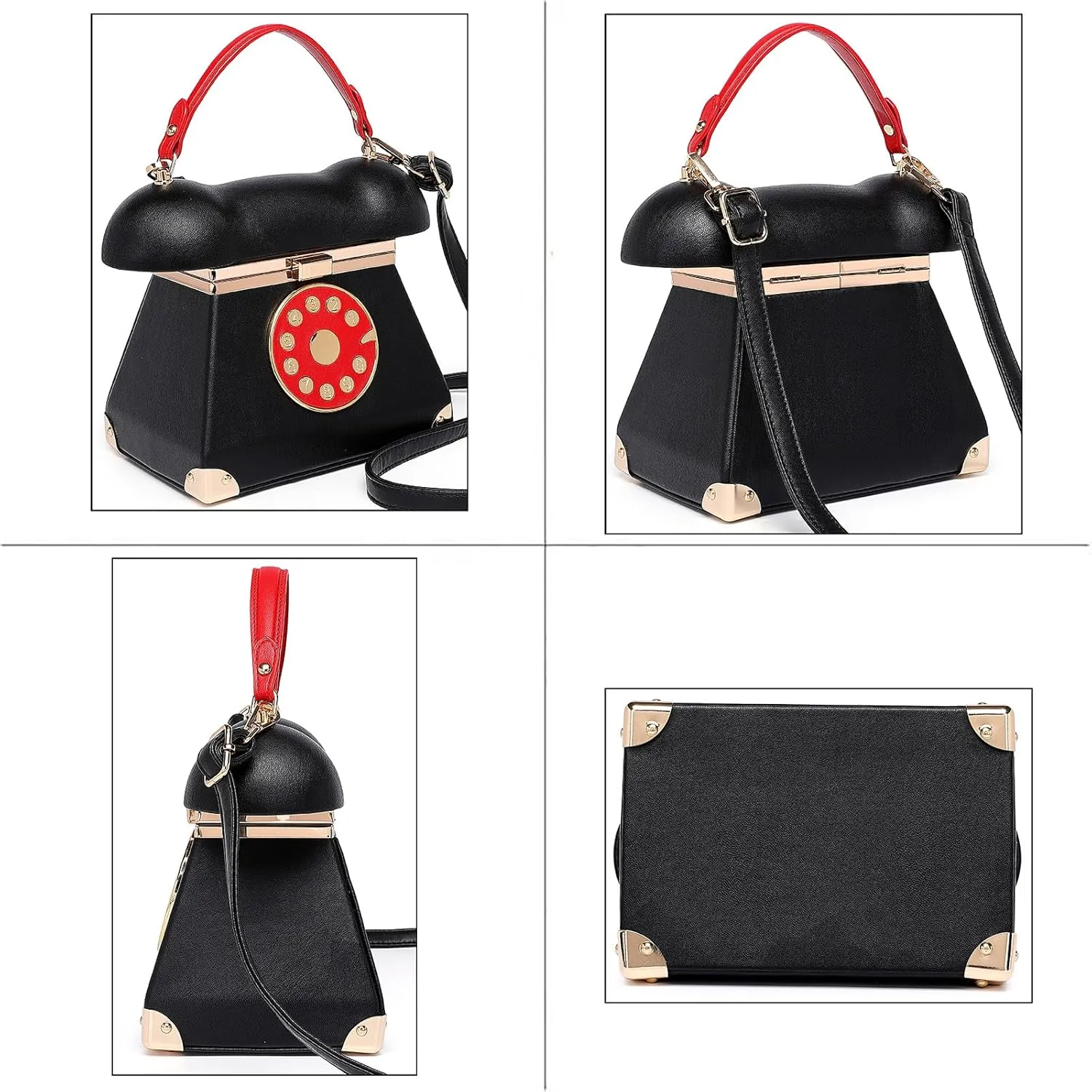 Women Telephone Shaped Crossbody Shoulder Bag Handbag PVC Unique Novelty Telephone Purse